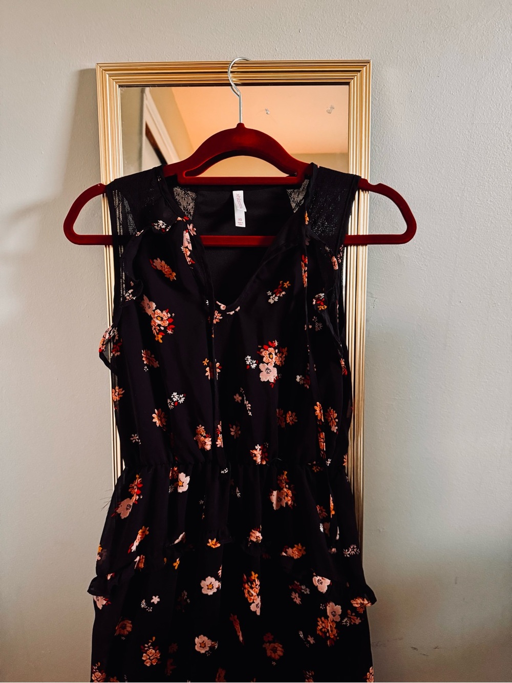 Xhilaration Black Floral Maxi Dress